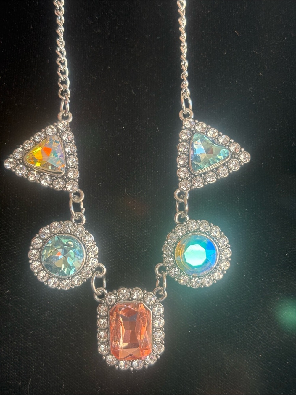 Crystal Statement Necklace with Multicolor Stones - Women Jewelry